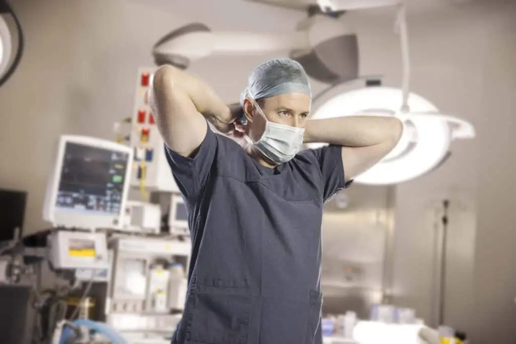 Dr Ben Lancashire preparing for a procedure