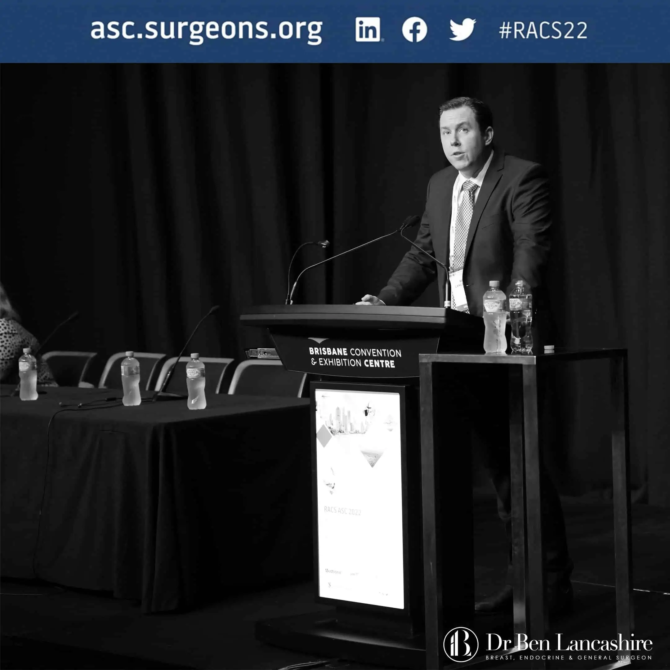 Dr Lancashire guest speaking at the RACS Annual Scientific Meeting